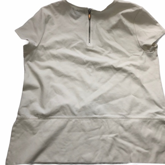 Liz Claiborne Women's Large Cream Short Sleeved Peblum Hem Top Blouse - Picture 4 of 6